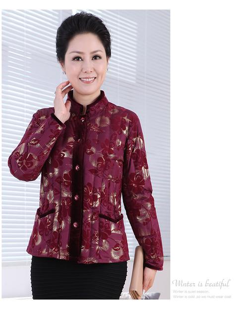 羽都冬季中老年羽绒服女立领保暖羽绒内胆修身长